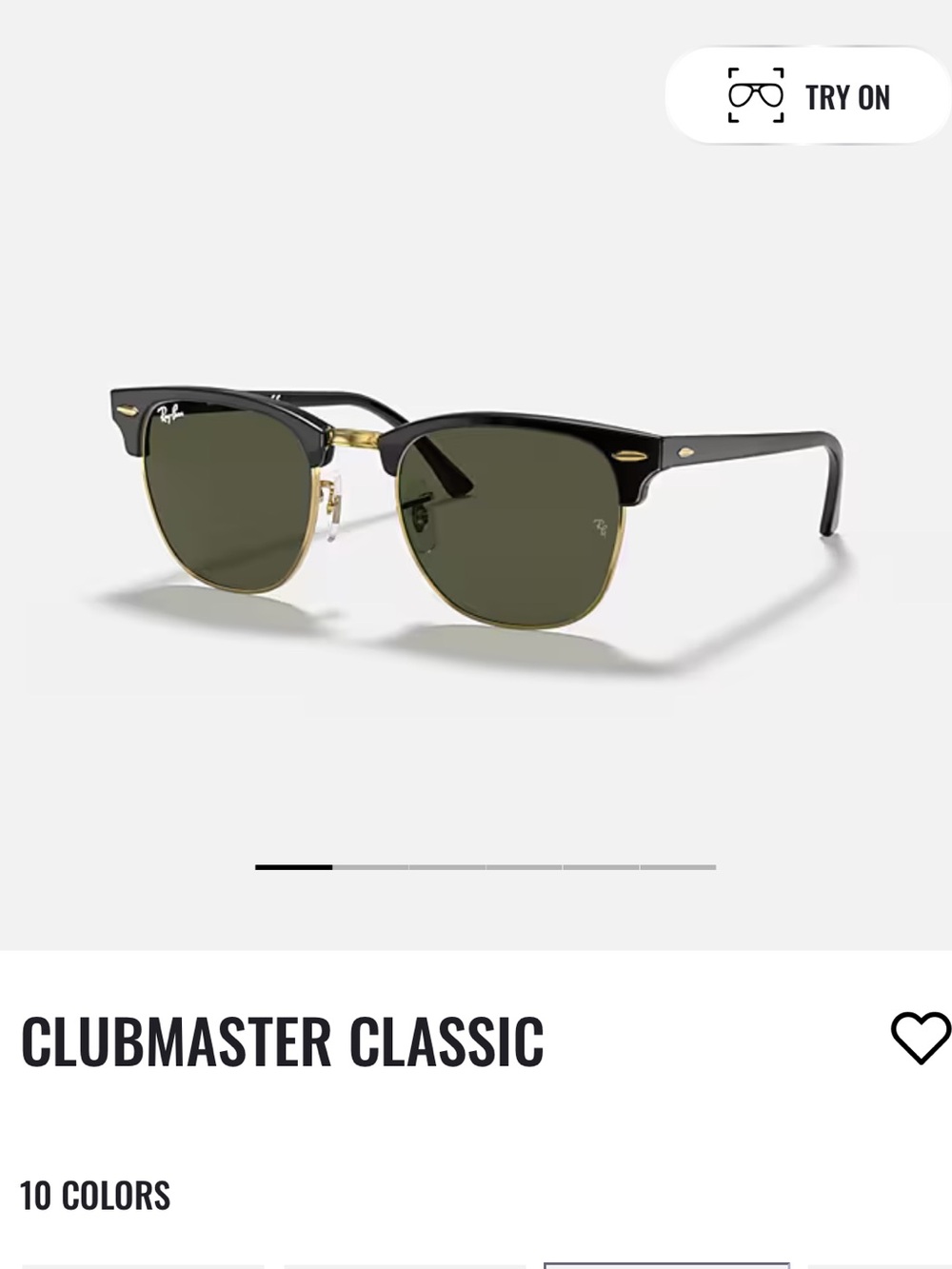 Ray-Ban Clubmaster Classic Sunglasses - Black & Gold with Green Lenses $180